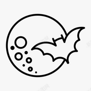 蝙蝠和月亮满月万圣节图标图标
