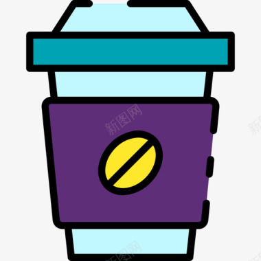 咖啡睡眠49线性颜色图标图标