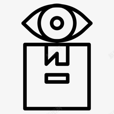 眼睛扫描盒子送货图标图标
