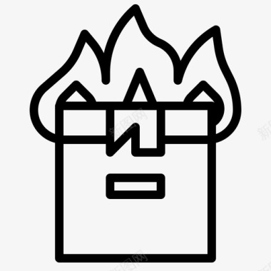 烧伤箱子火灾图标图标