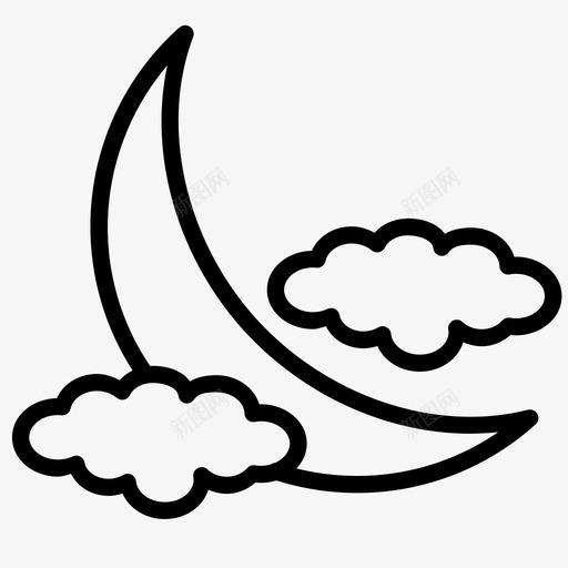 夜云月亮图标svg_新图网 https://ixintu.com 夜云 天气 月亮 月光