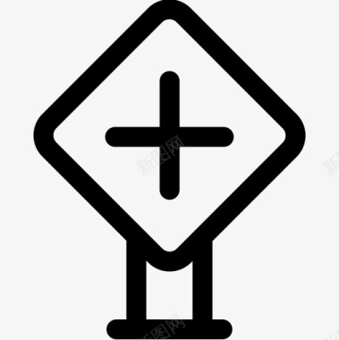 十字路口信号灯和禁令3线性图标图标