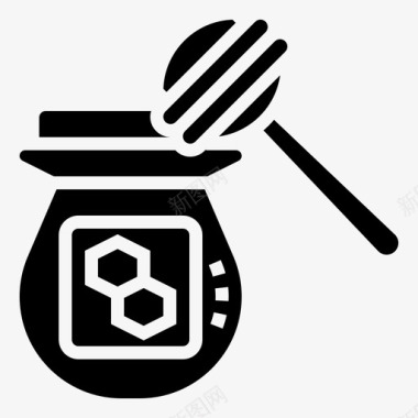 蜂蜜罐细雨器配料图标图标