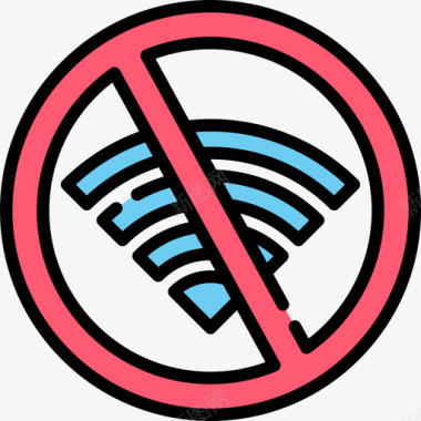 无Wifi信号禁止5线性颜色图标图标