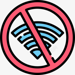 禁止WIFI无Wifi信号禁止5线性颜色图标高清图片