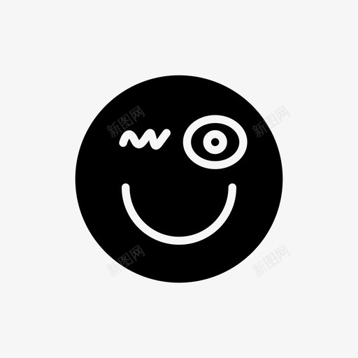 表情符号脸笑脸图标svg_新图网 https://ixintu.com 实心 眨眼 笑脸 符号 表情