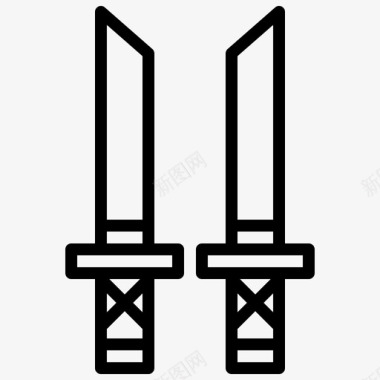 武士刀文化忍者图标图标