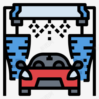 洗车汽车服务64线性颜色图标图标