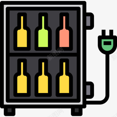 冰箱家用电器4线性颜色图标图标