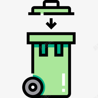 垃圾桶公共服务7线性颜色图标图标