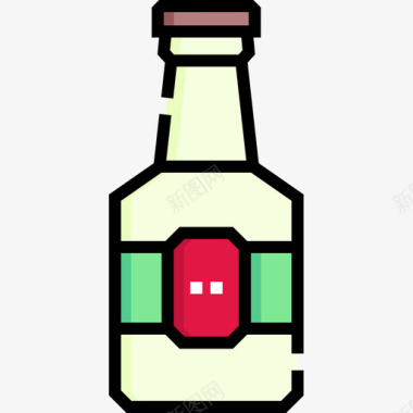 墨西哥龙舌兰酒33线形颜色图标图标