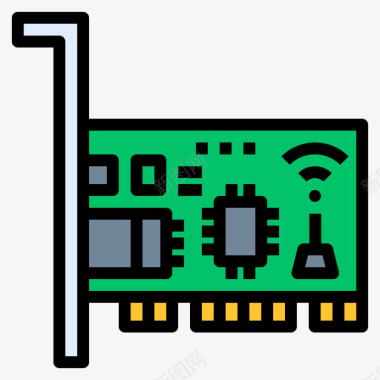 芯片组计算机硬件35线性彩色图标图标