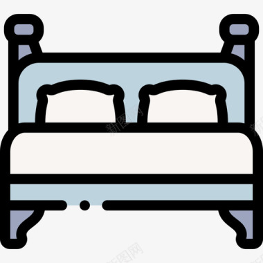 床床和早餐30线性颜色图标图标