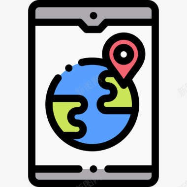 地理位置互联网和技术7线性颜色图标图标