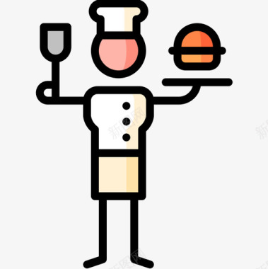 炊具餐厅68线性颜色图标图标