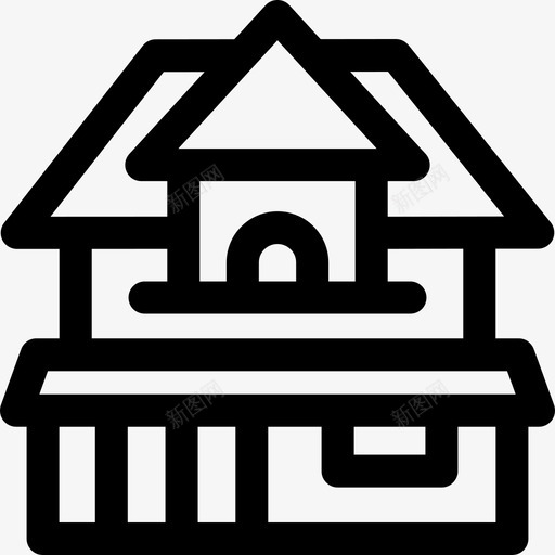 古典住宅建筑40线性图标svg_新图网 https://ixintu.com 住宅 古典 建筑 线性