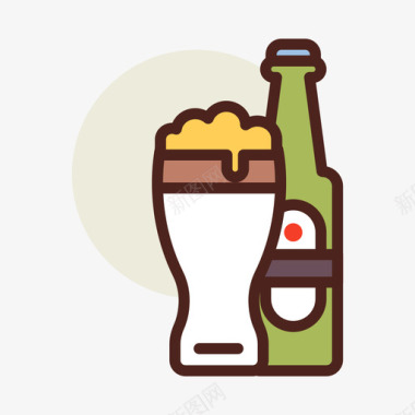 啤酒街头食品11原色图标图标