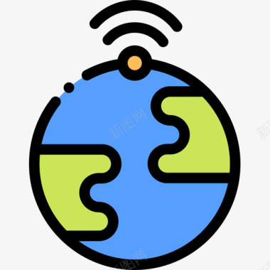 全球互联网和技术7线性颜色图标图标