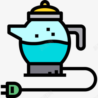 水壶家用电器4线性颜色图标图标