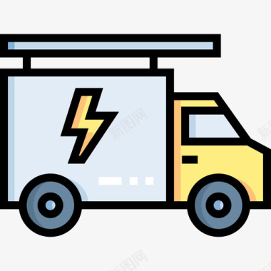 卡车电工工具和元件10线性颜色图标图标