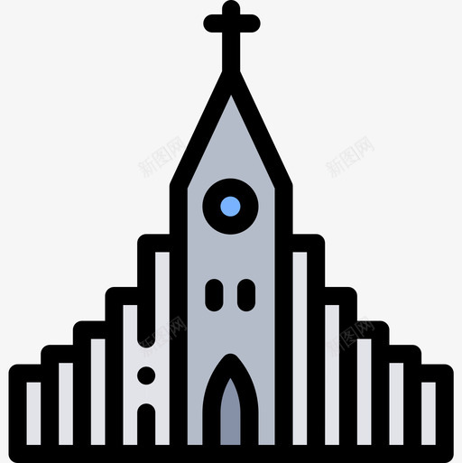 灰色教堂地标和纪念碑7线性颜色图标svg_新图网 https://ixintu.com 地标 教堂 灰色 纪念碑 线性 颜色