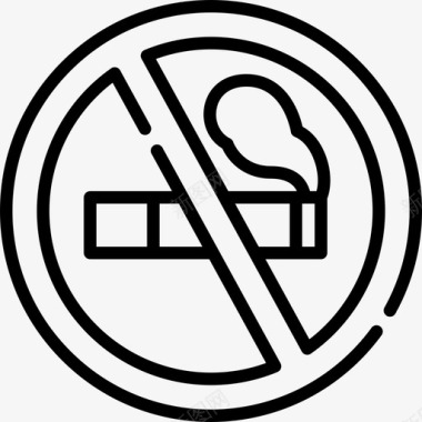 禁止吸烟禁止信号7线性图标图标