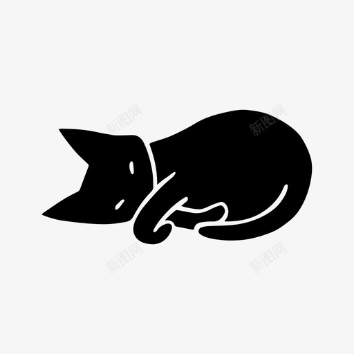 打盹黑猫摆姿势图标svg_新图网 https://ixintu.com 打盹 摆姿势 睡觉 黑猫