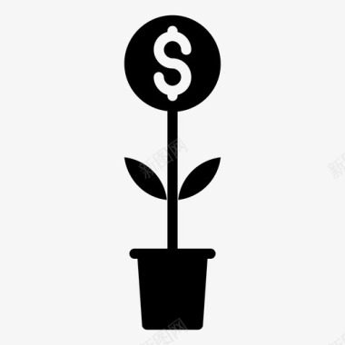 货币植物现金增长图标图标