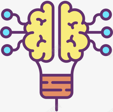 大脑人工智能54线性颜色图标图标