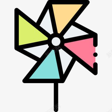 风车游乐场57线性颜色图标图标