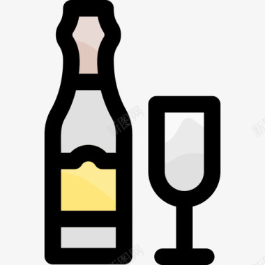 香槟意大利食品2线性颜色图标图标