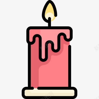 蜡烛圣诞装饰2线颜色图标图标