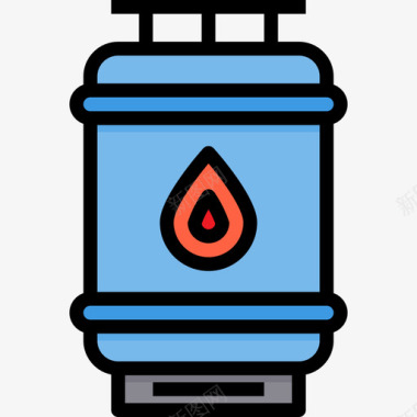 煤气瓶厨房70线性颜色图标图标
