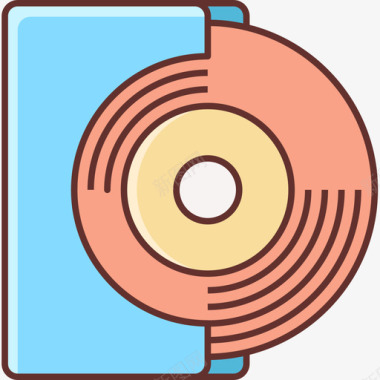 乙烯基唱片音乐104线性颜色图标图标