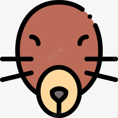 鼹鼠动物83线性颜色图标图标