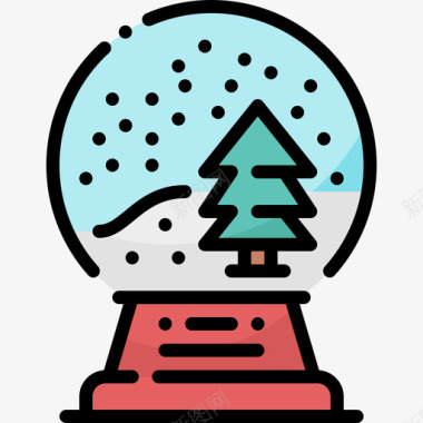 雪球圣诞装饰10线性颜色图标图标