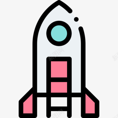 火箭游乐场57线性颜色图标图标
