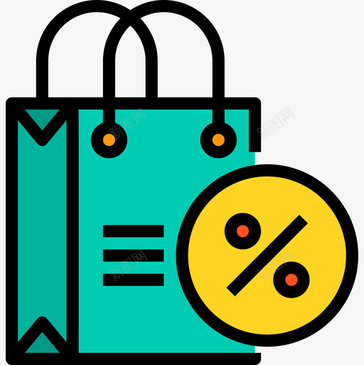 购物袋7折线性颜色图标svg_新图网 https://ixintu.com 7折 线性 购物袋 颜色