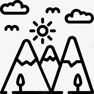 山山站野营和冒险图标图标