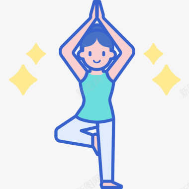 瑜伽健康50线性颜色图标图标