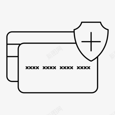 信用卡保护增加信用卡安全图标图标