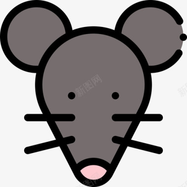 老鼠动物83线性颜色图标图标