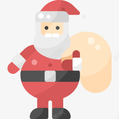 礼品袋圣诞老人扁平图标图标