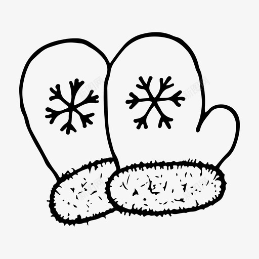 手套手绘素描图标svg_新图网 https://ixintu.com 冬季 手套 手绘 素描