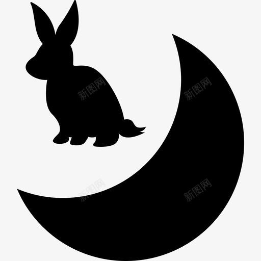 月亮新月夜晚图标svg_新图网 https://ixintu.com 兔子 图标 夜晚 天空 实心 新月 月亮