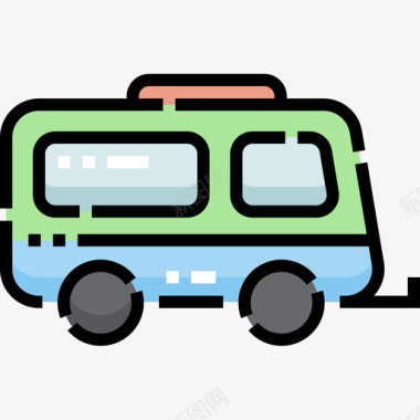 商队车辆运输5线性颜色图标图标