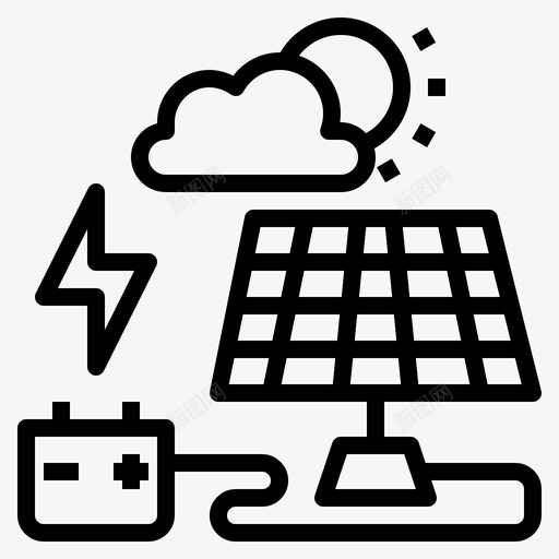 太阳能电池智能城市38线性图标svg_新图网 https://ixintu.com 城市 太阳能电池 智能 线性