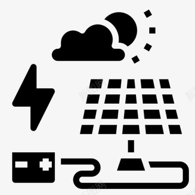 太阳能电池智能城市37固态图标图标