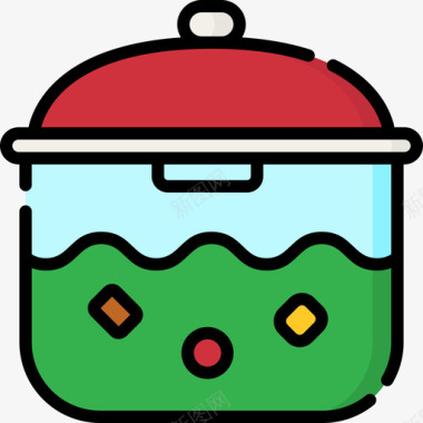 汤圣诞食品4线性颜色图标图标