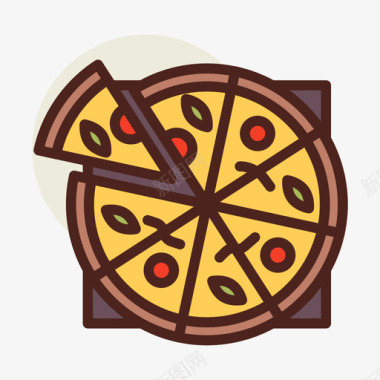 披萨街头食品11原色图标图标